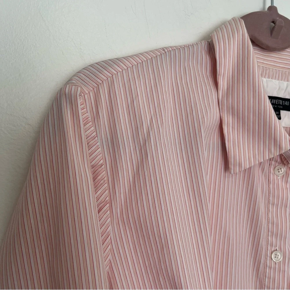 Lafayette 148 New York 3/4 Sleeve Button Down Pinstripe Blouse Size 2X - Picture 6 of 9